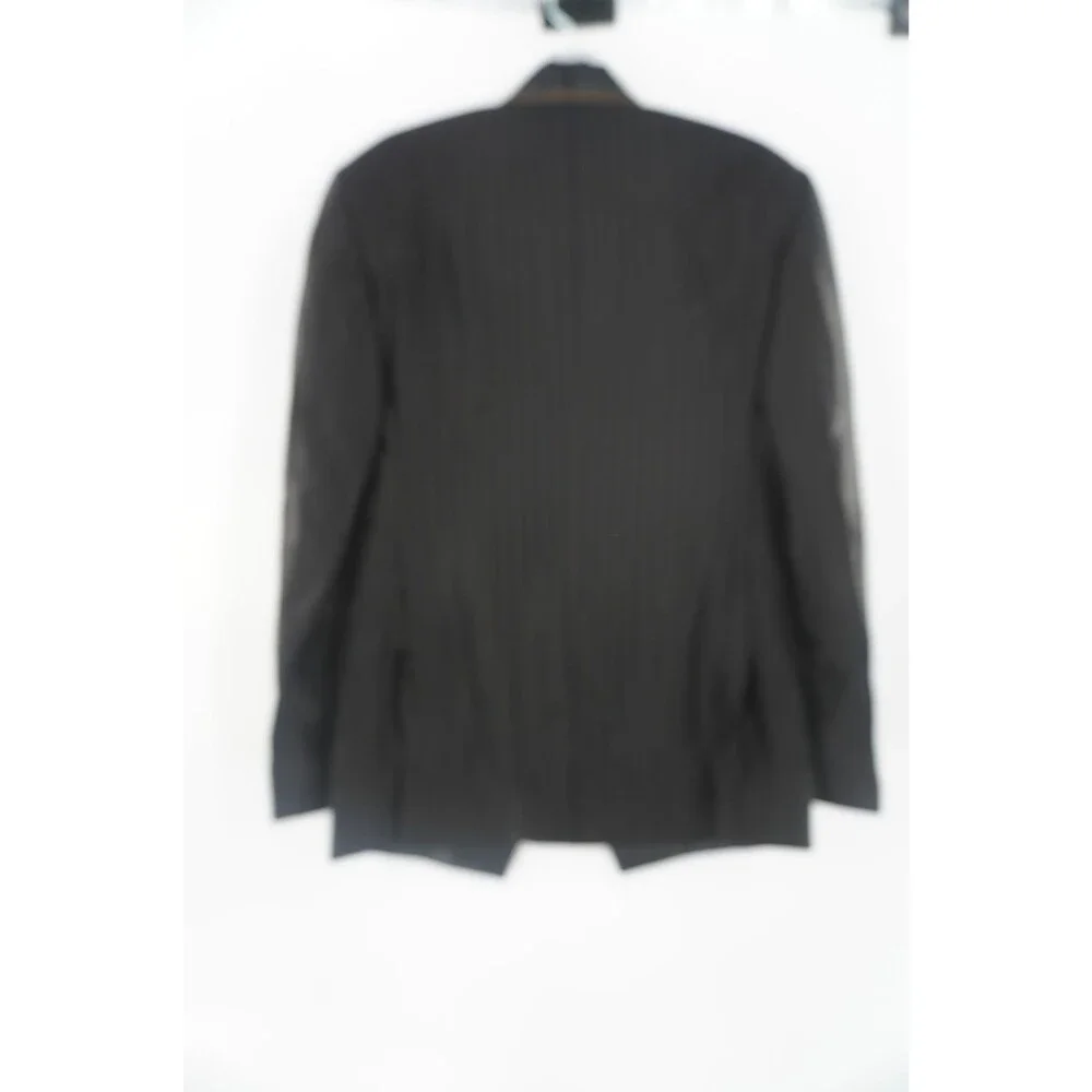 Jade Blue Tuxedo 2 Piece Suit Pinstripe Black Satin Shawl Lapel Slim Fit 38/32